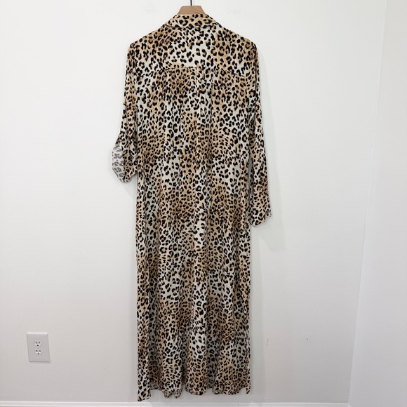 Savanna Jane Embroidered Leopard Print Maxi Dress Size Large Boho Western Floral - Picture 2 of 6